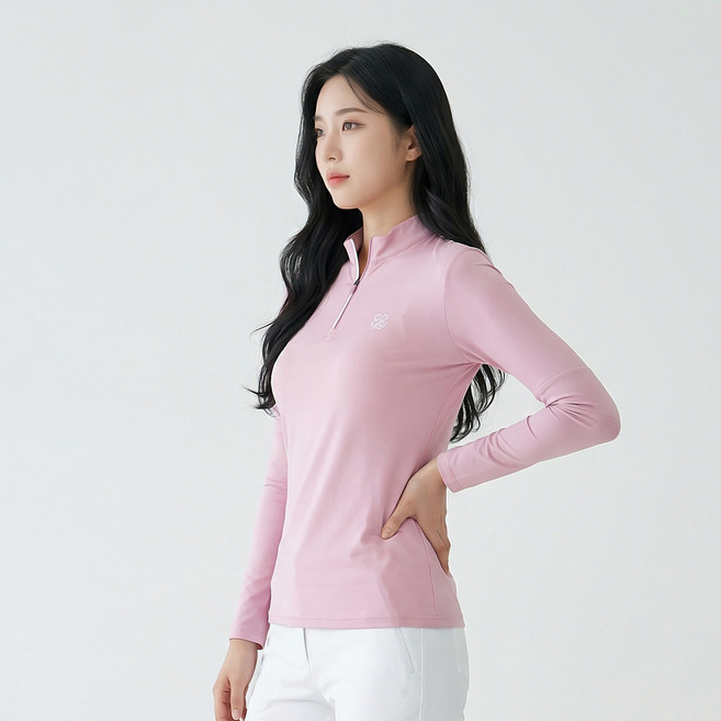 <스타일랑> 여성 긴팔 하프집업 티셔츠_럭키비키