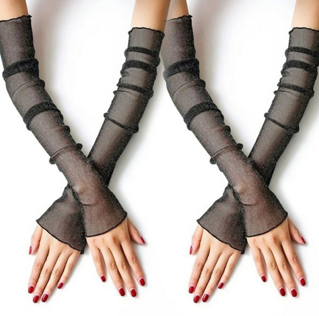 히트앤씨 1682 망사 팔 토시 1+1 롱 반장갑 펄토시 긴토시