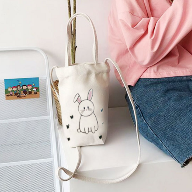 오케이에듀 물병+수저통 담기는 넉넉한 초등 급식가방, 눈사람, 1개