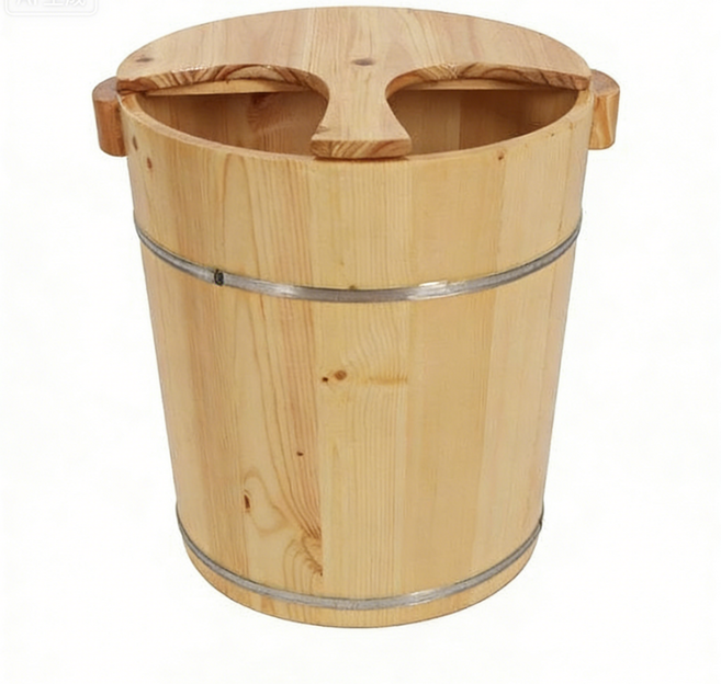 히노끼 족욕기 편백나무 카페, 긴 손잡이 뚜껑+40cm 통 소나무, 기본 모델명/품번