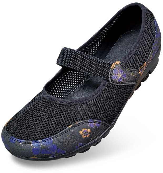 마마슈 여성 가죽 메리제인 망사 메시 단화 엄마 할머니 S19F