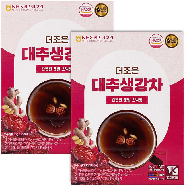 더조은 대추생강차 분말 스틱 전통차, 2개, 1개입, 648g