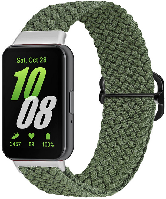 SujuNex® 갤럭시 핏3 전용 부드러운 워븐 시계줄 (150~185mm 통기성 조절 밴드), 1개, 2# 그린