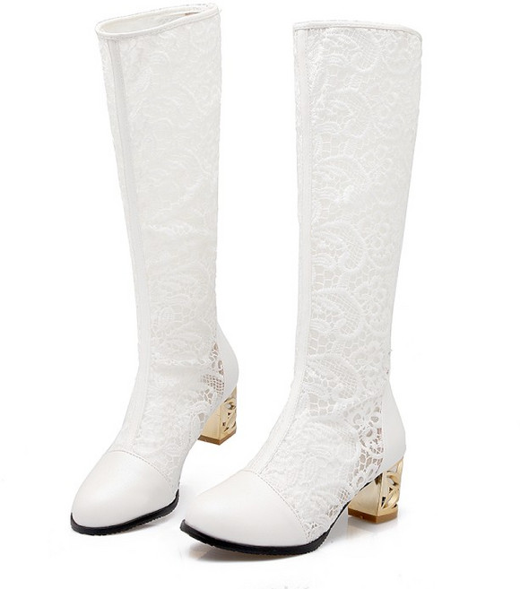 여성부츠 메쉬 부츠 코디룩 레이스 롱 부츠