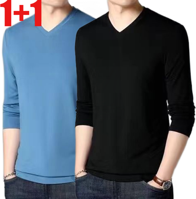 1+1남자 맨투맨 기본티 브이넥 티셔츠 루즈핏 빅사이즈