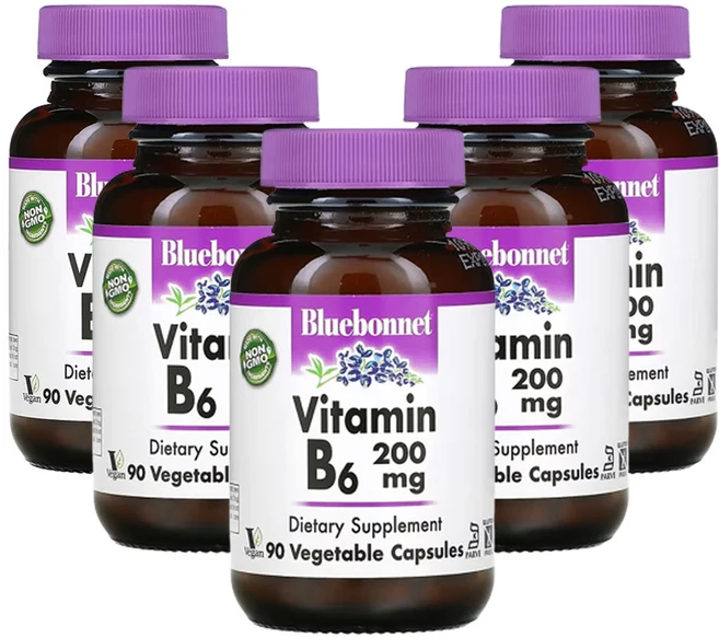 블루보넷 뉴트리션 비타민B6 200mg 베지 캡슐 90정, 5팩 - 쿠팡
