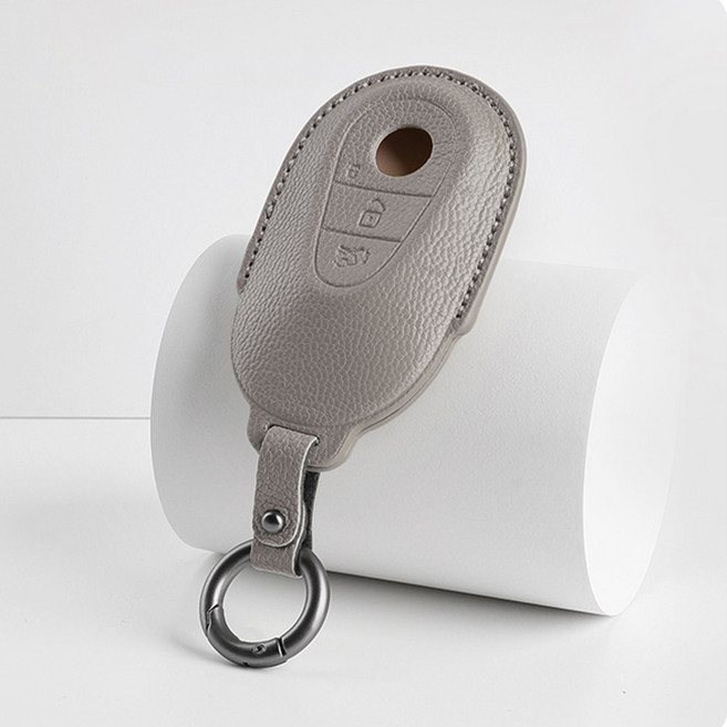 벤츠 스마트키 호환 양가죽 키케이스, 베이지그레이