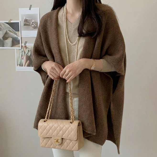 타니즈 로코몬 루즈핏 여성 숄 가디건