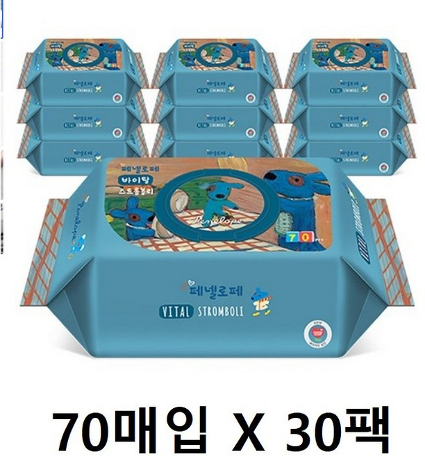 페넬로페 바이탈 플러스 스트롬볼리 아기물티슈 캡형 65평량, 65g, 700개입, 3개