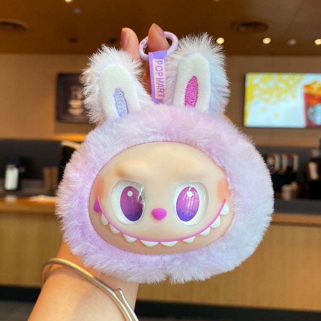 라부부 얼굴 키링 미니인형 가방고리 귀여운 몬스터 키홀더, 1개, 퍼플