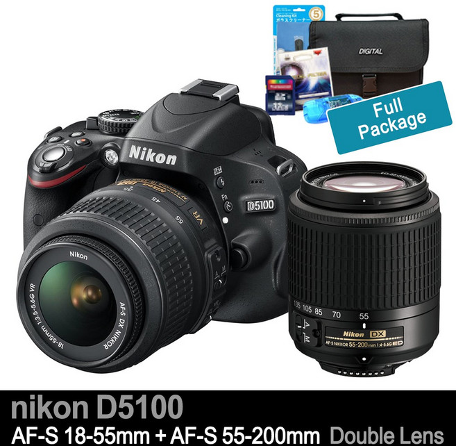 니콘 카메라 D5100+18-55mm+55-200mm 더블렌즈킷+고속64GB메모리+여행용가방+UV필터+리더기+청소셋 풀세트 k, 단품