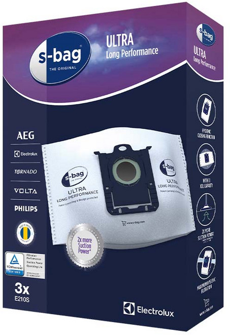 E210S 1팩(3개입) / 일렉트로룩스 S-bag Pure D9 유선청소기 - PD91시리즈 울트라롱 먼지봉투, E210S 1팩(3개입) / 일렉트로룩스 S-bag P