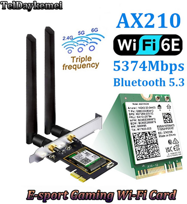 데스크탑 WI FI 6E AX2 0 PCIE WIFI 어댑터 BLUETOOTH 5.3 5374MBPS 802. AX 무선 카드 WINDOWS LINUX, 1. Wifi 6E BT5.2 Card, 01 Wifi 6E BT5.3 Card, 1개