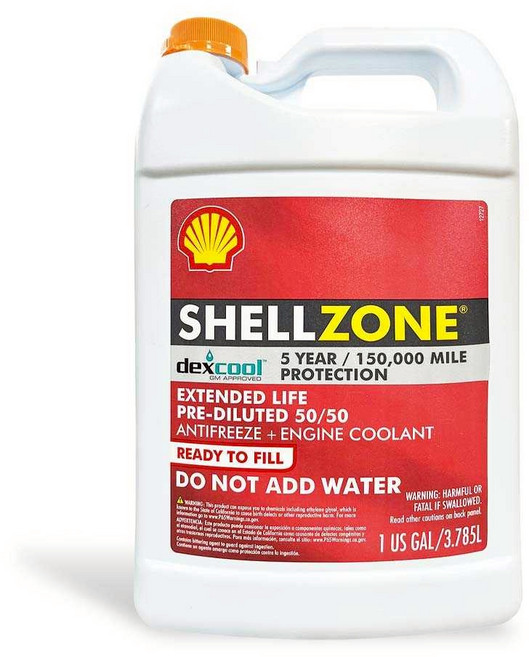 油工廠 SHELL ZONE EXTENDED LIFE 50% 水箱精 長效預混50/50防凍劑+引擎冷卻劑 5年/150 000英里保護 3.785L, 1個, 不限燃料類型