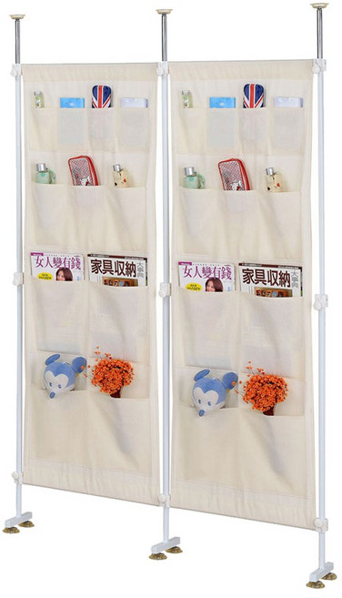 120公分口袋屏風 頂天立地 附收納袋 可當防疫隔離屏風, 白色,換購一字腳