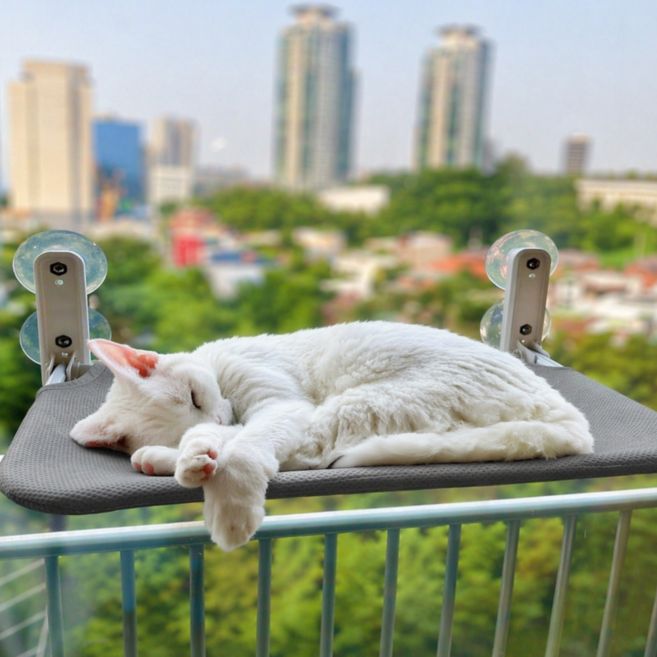 콩냥팥냥 완제품 고양이 창문 해먹 부착형 해먹, 1개, 그레이