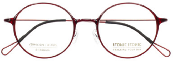 아이로닉아이코닉(ironiciconic) 프랭크커스텀st IR0103 C.4(유광다크레드-레드다리) 코가편한안경 코눌림적은안경 초경량 베타티타늄안경