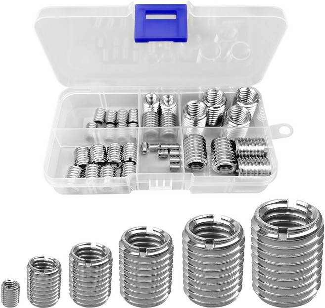 36개 나사산 인서트 나사산 수리 키트 육각 너트 인서트 나사식 커넥터 아연 도금 탄소강 내부 육각 너트 인서트 목재 가구용 (6가지 크기), 1개