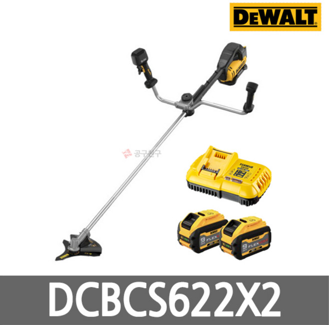 디월트 DCBCS622X2 충전 양손 핸들 예초기 60V MAX 플렉스볼트 3.0AH 배터리 2팩 BL모터 삼도날 줄날 포함, 1