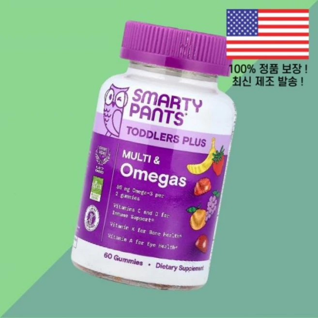 스마티팬츠 토들러 플러스 멀티 오메가 포도 그레이프 오렌지 딸기 스트로베리 바나나 젤리 구미 60개입 SmartyPants Toddler Plus Multi Omegas Gra, 스마티팬츠 토들러 플러스 멀티 오메가 포도 그레이프 오, 1 - 쿠팡