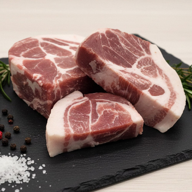 고기중독 돼지 목전지 통목살 찜 수육 덩어리 국거리용, 2개, 1kg