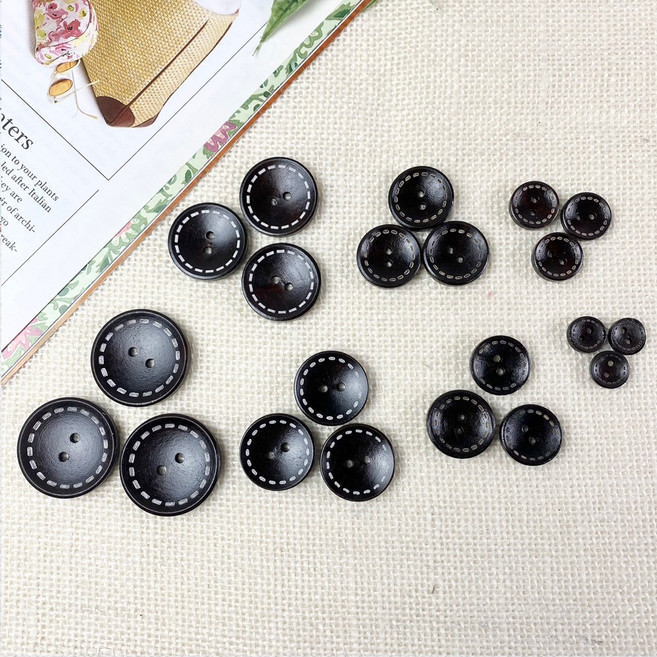 헤세드 초코브라운 스티치 나무단추 포인트단추(10개)