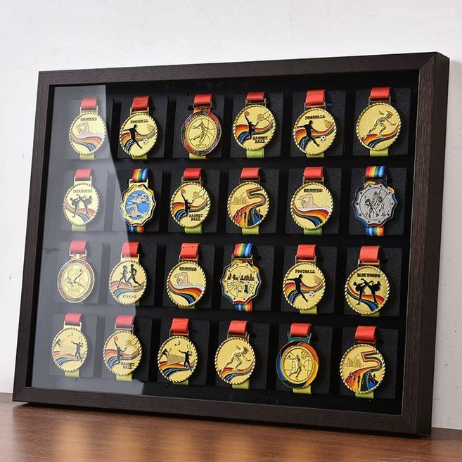 메달 액자 걸이 보관함 전시 프레임 거치대, 진한브라운