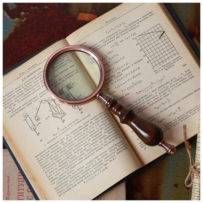 인테리어소품 레트로 나무 손잡이 돋보기, 블랙, 1개, 기본 색상