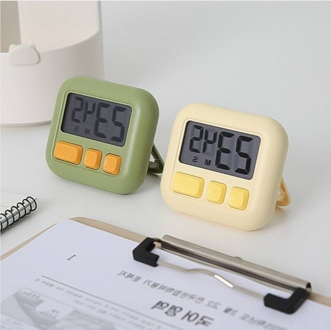 디지털 타이머 무소음 공부용 뽀모도로 수험생 학습 미니 쿠킹 주방용 시계, 1개, 옐로우