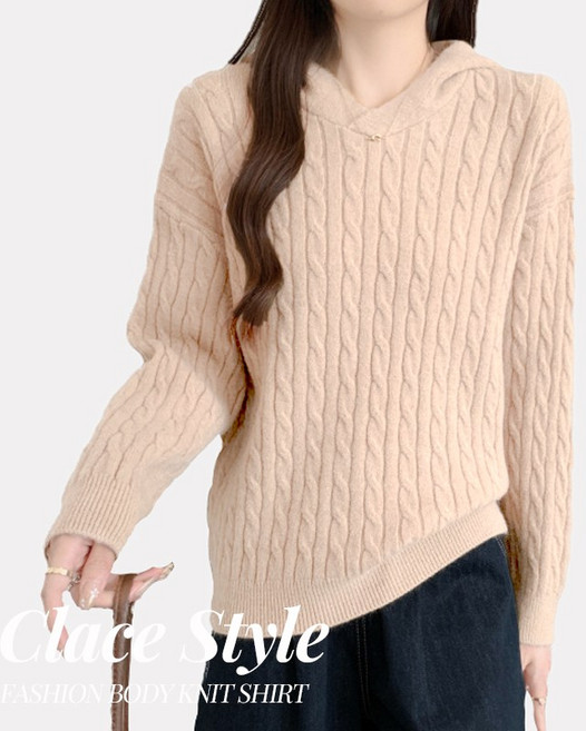 클레이스 노아 꽈배기 후드니트