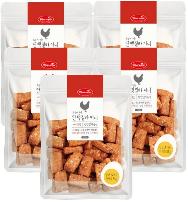 오븐에 구운 바우와우 단백질바 미니, 100g, 5개 - 쿠팡