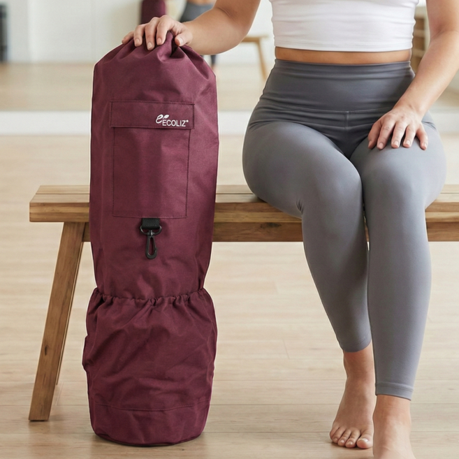 에코리즈 테이크 요가쌕 요가가방 요가 가방 요가색 요가매트, 버건디