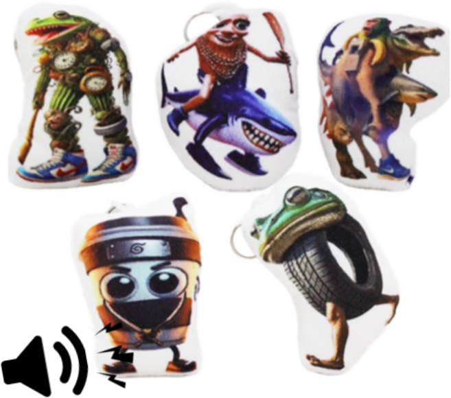 소리나는 이탈리안 브레인롯 퉁퉁퉁퉁 사후르 트리피트로파 트랄랄레로 인형 키링 피규어, 그레이-침판치니 봄바르딜로 트랄랄라, 1개