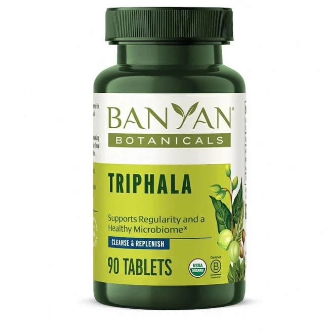 Banyan Botanicals Triphala 태블릿 - 암라 하리타키 및 비비타키가 함유된 유기농 트리팔라 보충제 소화 제거 건강한 장내 미생물군집* – 90정 GMO, 1개 - 쿠팡