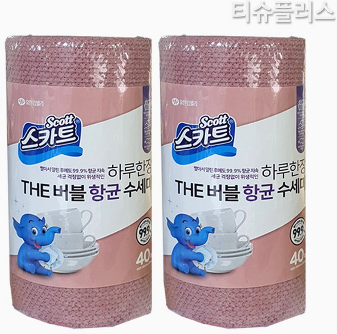 스카트 일회용 버블 항균 수세미 40매 X 2개, 1세트, 40개입