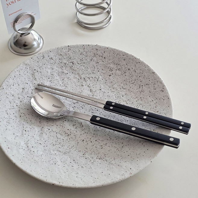 보겐 샤또 국산 고급 수저세트 수저받침, 1개, 블랙