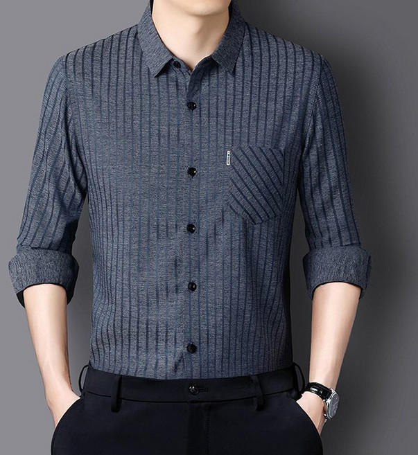 봄가을 중년남성 스트라이프 긴팔 비즈니스 셔츠 남방 하객룩 오피스룩 링클프리 정장셔츠 상의