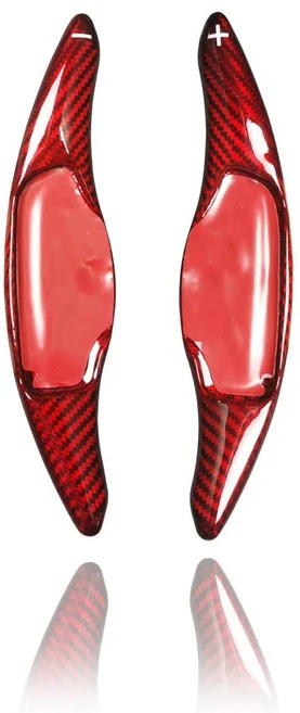 기아 스팅어 2018-2023용 리얼 카본 파이버 레드 블랙 휠 시프트 패들 익스텐션 2개, 02 Carbon Red