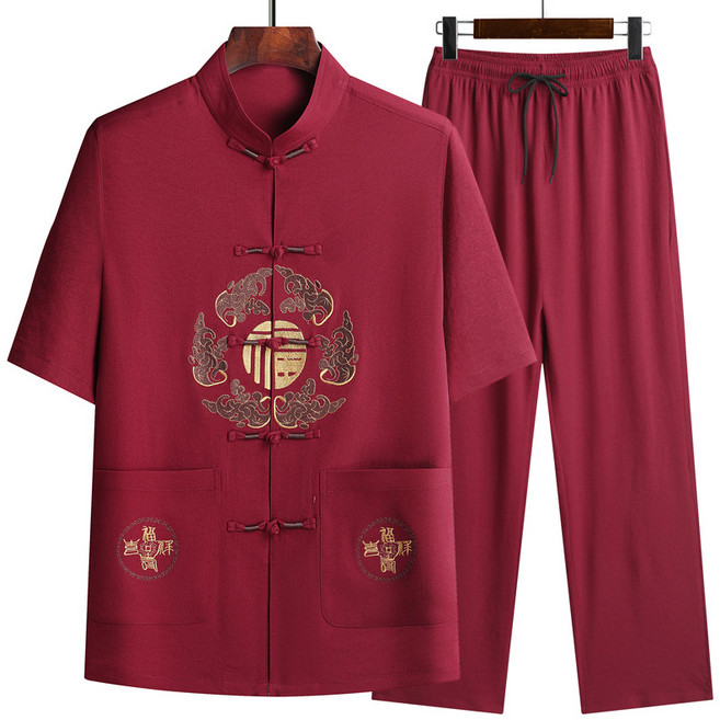 남자 여름 면 린넨 캐주얼 루즈핏 개량 생활 상하의 세트 뉴타임즈 W788R936