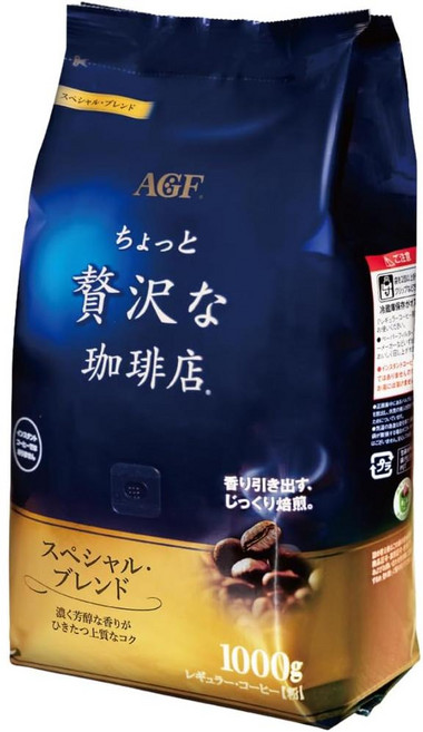 AGF 좀 더 사치스러운 커피점 스페셜 블렌드 분쇄 커피 원두 (중간굵기), 1kg, 1개