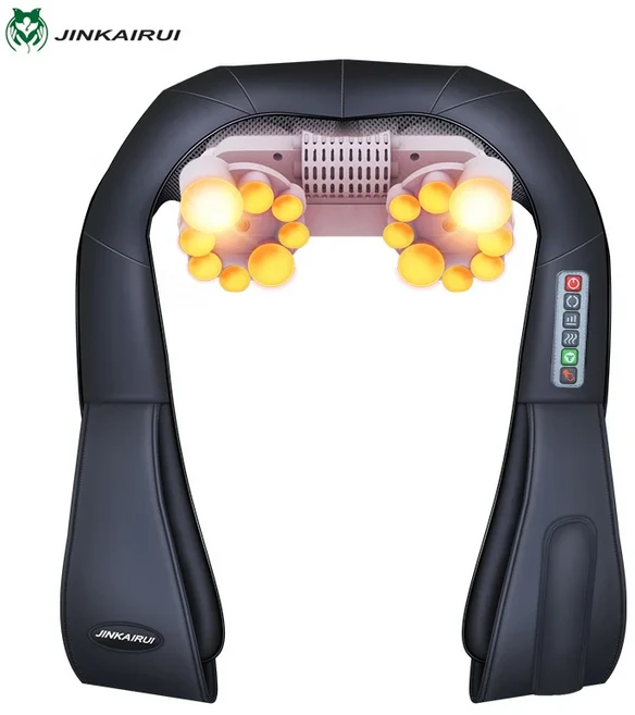 반품 Jinkairui 전기 목 어깨 뒤로 바디 마사지 지압 반죽 적외선 가열 자동차 홈 Masaj 장치 상자, 01 6 button with velcro