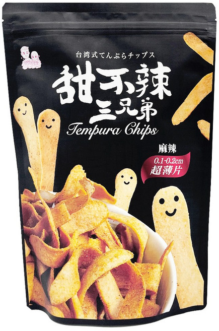 甜不辣三兄弟麻辣口味超薄天婦羅脆片 台灣特色風味零食 酥脆涮嘴 獨立包裝方便分享, 100公克, 1個