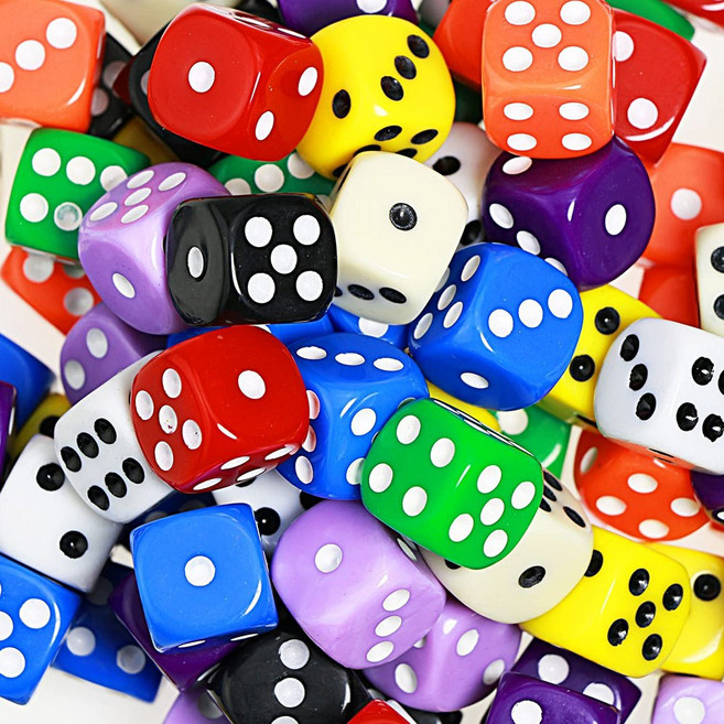 주사위 6면체 아크릴칼라 10개 10개색상 보드게임 T026, 단품, 단품