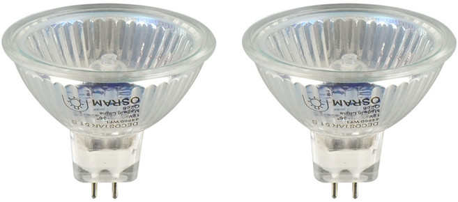 [묶음] 오스람 할로겐전구 mr16 50W 전구색 gu5.3 44870 WFL, 2개