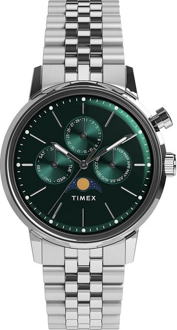 Timex 남성용 Marlin 40mm 시계 스테인리스 스틸/스테인리스 스틸/그린 모던.