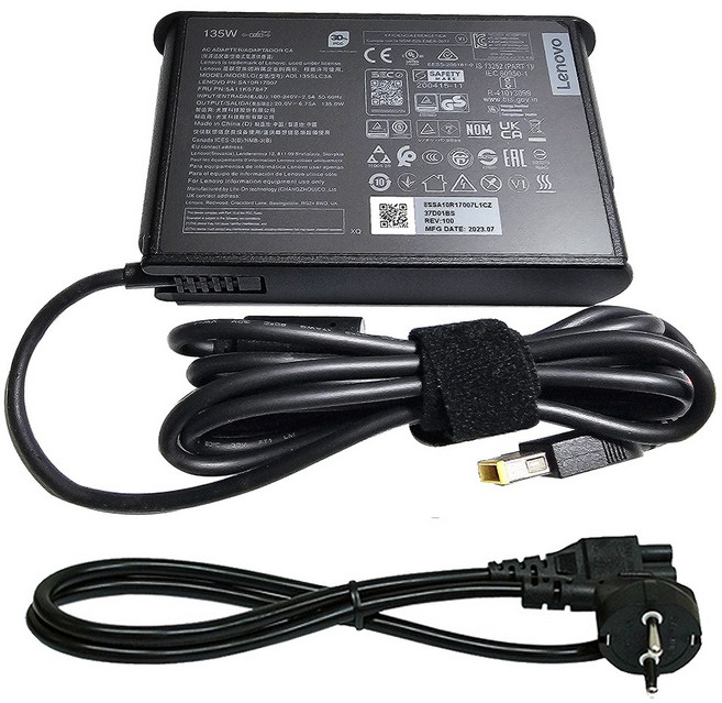 레노버 135W 슬림사각팁 ADL135SLC3A 20V 6.75A 전원케이블제공, 1개, 어댑터 + 케이블