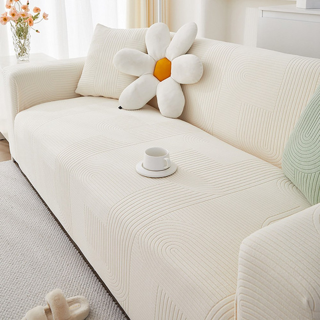 제니스 일체형 사계절 고탄력 소파커버 3인용 4인용 쇼파커버덮개, 1개, 베이지