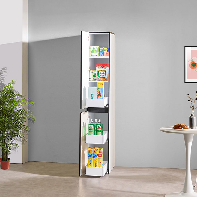 지오 비스포크 3서랍 로봇청소기 오브제 빌트인 광폭 주방수납장 틈새장 렌지대 밥통수납, 300 3서랍장, 화이트그레이