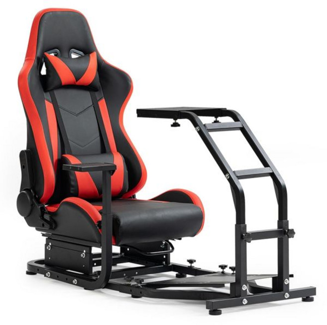 마라다 레이싱 시뮬 코쿼트 레드 시트 (PXNThrustmasterLogitech G923 G920 T80 T150 T300RS 호환) 스티어링 휠 랙 스탠드 (휠 페달 기어변, 마라다 레이싱 시뮬 코쿼트 레드 시트 (PXNThrus, 1개