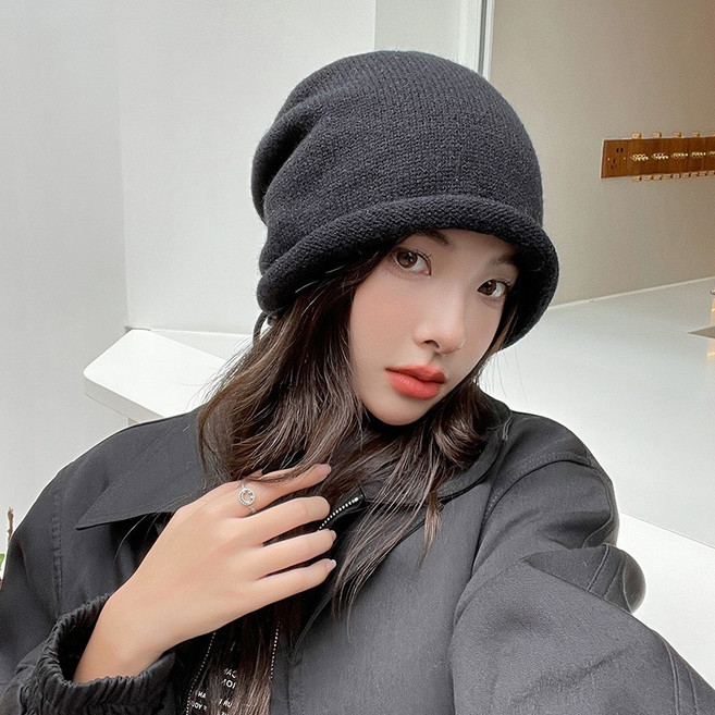 -針織毛帽女冬毛帽情侶包頭帽針織帽子春秋捲邊護耳毛帽 冷帽 帽子 毛帽 針織帽 堆堆帽 護耳帽 月子帽 毛線帽-#3